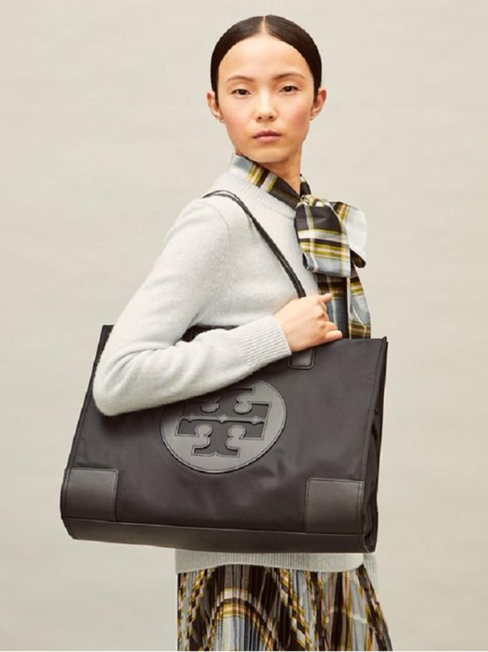 Tory Burch *FAIR CONDITION* Ella Tote Bag Purse Black (Used as Make-up Bag)
